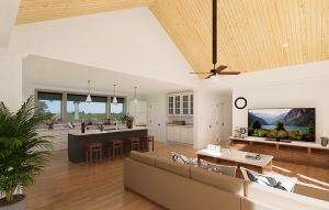 Springville Open Floor Plan with Upgrade Living Room Vaulted Ceilings